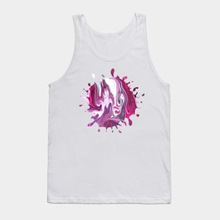 Pink/White Acrylic Pour Painting Tank Top